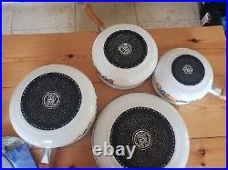 Rare Johnson Brothers Swan Fresh Fruit Set Of 3 Saucepans Lids & Frying Pan