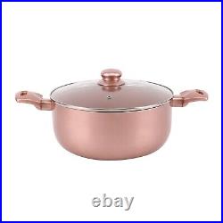 Rose Gold Pots & Pans Set 8pc Non-Stick Induction Hob Frying & Saucepan Cookware