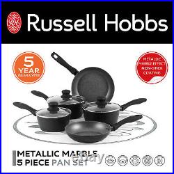 Russell Hobbs 5 Piece Pot and Pan Set 20/24 cm Frying Pans 16/18/20 cm Saucepans