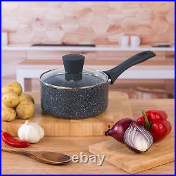 Russell Hobbs Cookware Pot Pan Set 5 Piece Stock Pots & Saucepans Blue Marble