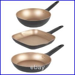 Russell Hobbs Pan Set Frying Pan Stir Fry Griddle Non-Stick Induction Black/Gold