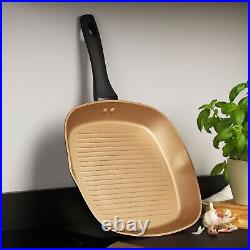 Russell Hobbs Pan Set Frying Pan Stir Fry Griddle Non-Stick Induction Black/Gold