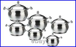 SQ Professional Lustro Stainless Steel Frying Pan Saucepan and Casserole Set