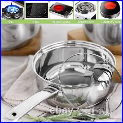 STAINLESS STEEL 12 Pcs INDUCTION HOB CASSEROLE POT COOKWARE SAUCEPAN DINING SET