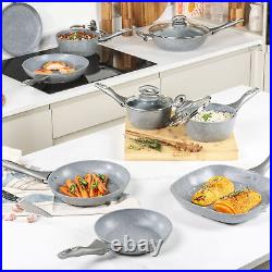 Salter 8 Piece Pan Set Saucepans Frying Wok Griddle Non-Stick Induction Grey