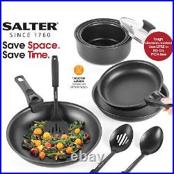 Salter Clip & Cook Kitchen Set 14 Piece with Pans Utensils 2 Removable Handles