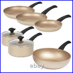 Salter Pan Set 6 Piece Frying Pans Saucepans Stir Fry Induction Non-Stick Gold