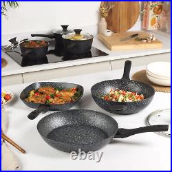 Salter Pan Set 8-Piece Non-Stick Cooking Pans Induction Megastone Silver/Black