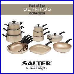 Salter Pots and Pan Set 7-Piece Non-Stick Pans Cookware Induction Olympus Gold