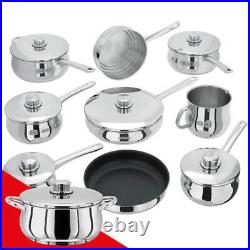 Stellar 1000 S1F2 Set of 9 Stainless Steel Pan Set Lifetime Guarantee