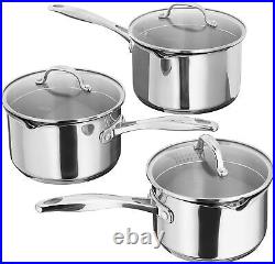 Stellar 7000 3 Piece Draining Saucepan Set Induction Ready Lifetime Guarantee