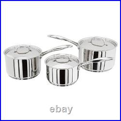 Stellar 7000 S7A1 Set of 3 Stainless Steel Saucepans & Lids 16,18,20cm Induction