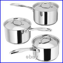 Stellar 7000 S7A1 Set of 3 Stainless Steel Saucepans & Lids 16,18,20cm Induction