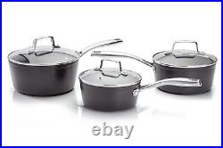 Stellar Rocktanium 3 Piece Pan Set Non Stick Saucepans Lids ALL HOBS Induction