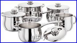 Stellar Saucepan Set 1000 5 Piece Deep Stockpot Stainless Steel Induction Ready