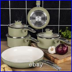 Swan Retro 5 Piece Pan Set Green. Vintage Kitchen Cookware. 2 Year Guarantee