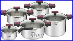 Tefal Cookware Set Cook & Clip 10 Pcs Saucepan Stewpots Glass Lids Pots Pot LID