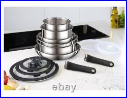 Tefal Ingenio 13 Piece Stainless Steel Pan Set Induction + GLASS LIDS