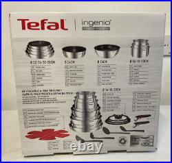 Tefal Ingenio Emotion 22 Piece Stainless Steel Pan Set Induction + GLASS LIDS