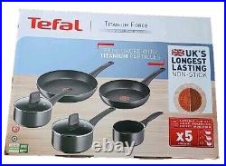 Tefal Titanium Force 5 Pc Non Stick Set Saucepans 14/16/18 cm, Frypans 20/28cm