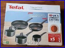Tefal Titanium Force 5 Pc Non Stick Set Saucepans 14/16/18 cm, Frypans 20/28cm