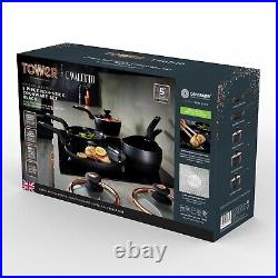 Tower Cavaletto Pan Set, 5 Piece, Non-Stick, Induction Safe, Black T800232BLK