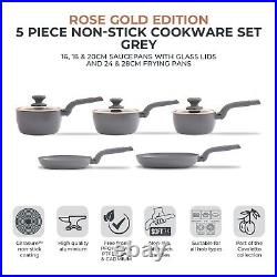 Tower Cavaletto Pan Set, 5 Piece, Non-Stick, Induction Safe, Grey T800232GRY