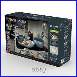 Tower Cavaletto Pan Set, 5 Piece, Non-Stick, Induction Safe, Grey T800232GRY