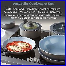 Tower Freedom T800200 13 Piece Cookware Set, Detachable Handles, Graphite New