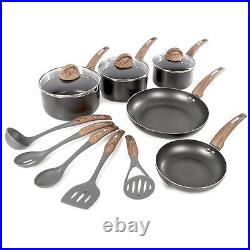 Tower Frying Pan and Saucepan Set with 5 Nylon Cooking Tools. Graphite IDT80044G