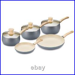 Tower Scandi Cookware Set, 5 Piece, Non Stick, Wood Effect Handles T800072G