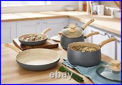 Tower Scandi Cookware Set, 5 Piece, Non Stick, Wood Effect Handles T800072G