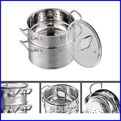 Velaze Cookware Set 14Pc Stainless Steel Pot&Pan Set Induction Safe With Glass lid