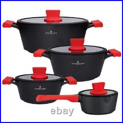 Zwieger Obsidian Set Of Pots 8 Pcs Cookware Die-cast Aluminium Stewpots Lids Pot